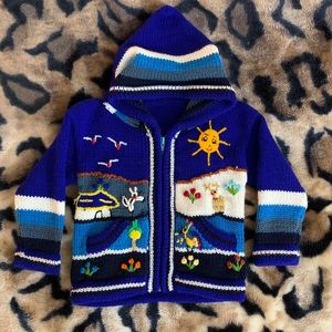 Handwoven Baby Sweater Hoodie Size 12-18 Months